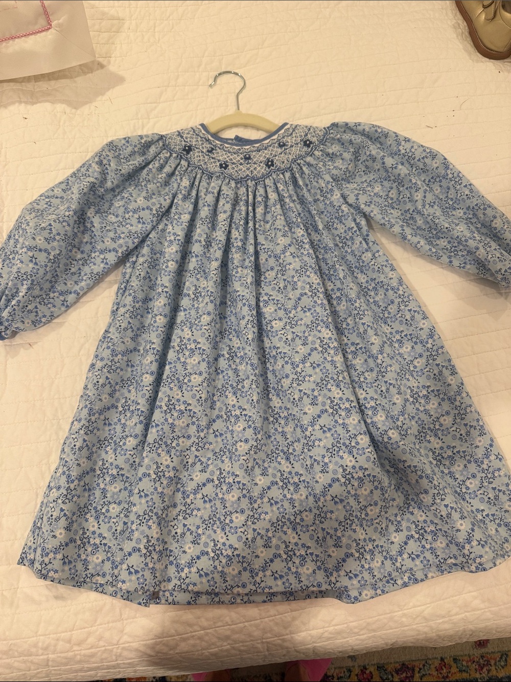 Petit Ami Blue Floral Smocked Dress